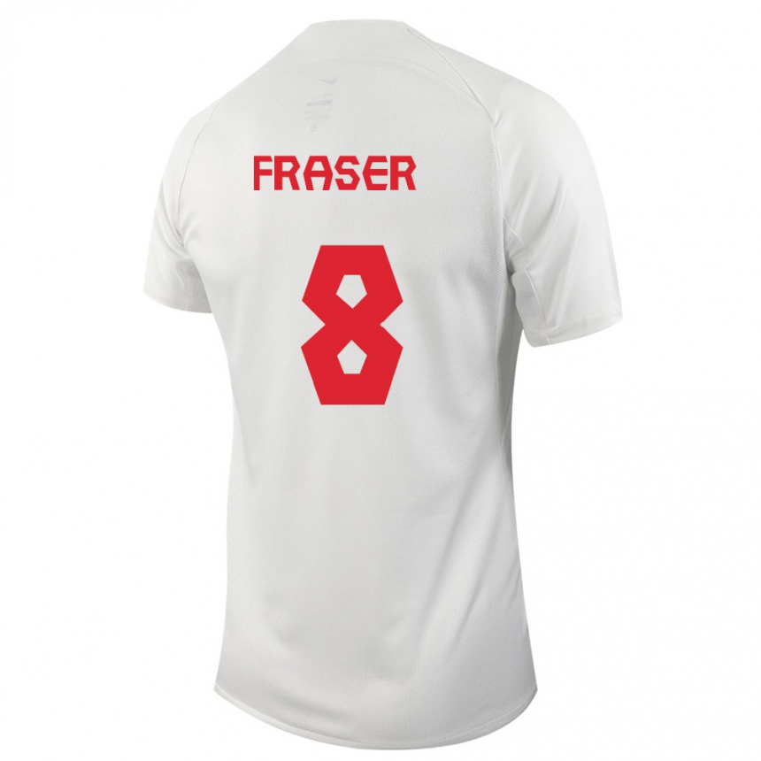 Herren Fußball Kanadische Liam Fraser #8 Weiß Auswärtstrikot Trikot 24-26 T-Shirt Luxemburg