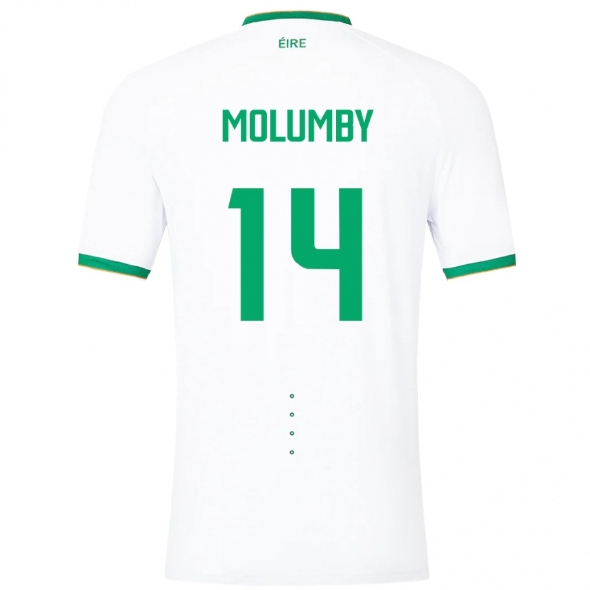 Herren Fußball Irische Jayson Molumby #14 Weiß Auswärtstrikot Trikot 24-26 T-Shirt Luxemburg