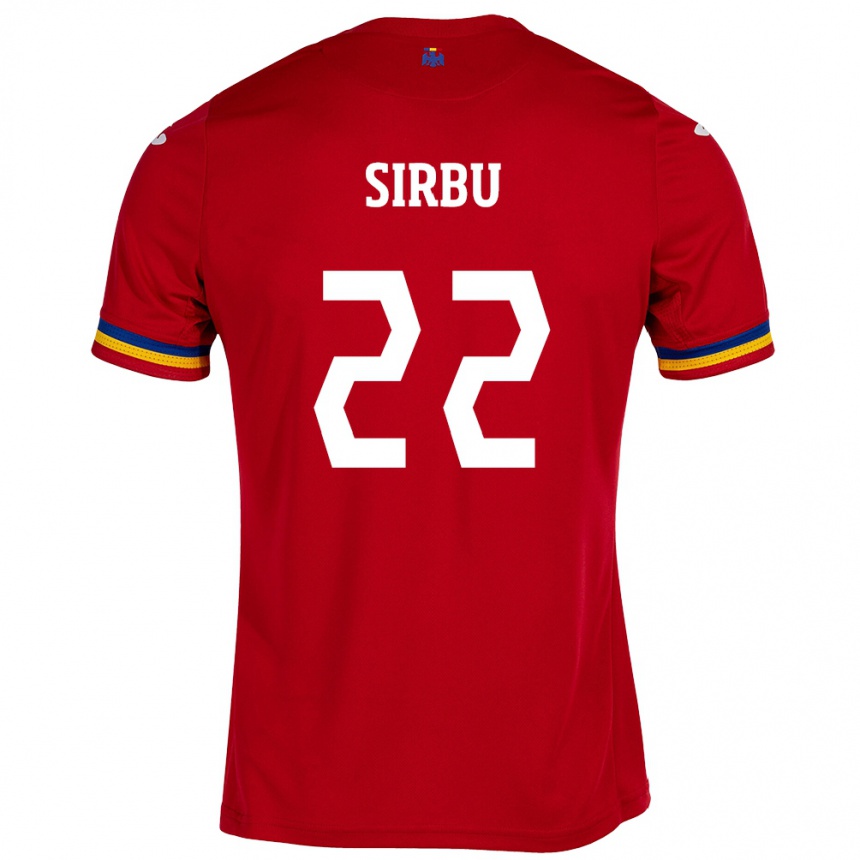 Herren Fußball Rumänische Dan Sîrbu #22 Rot Auswärtstrikot Trikot 24-26 T-Shirt Luxemburg