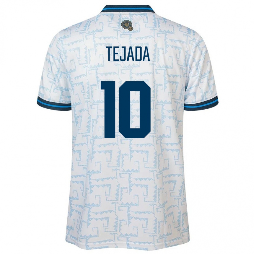 Herren Fußball El Salvador Rafael Tejada #10 Weiß Auswärtstrikot Trikot 24-26 T-Shirt Luxemburg