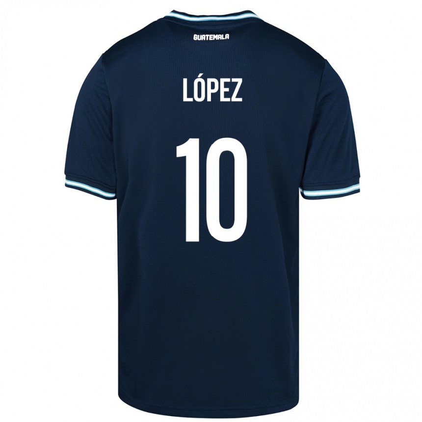 Herren Fußball Guatemala Antonio López #10 Blau Auswärtstrikot Trikot 24-26 T-Shirt Luxemburg