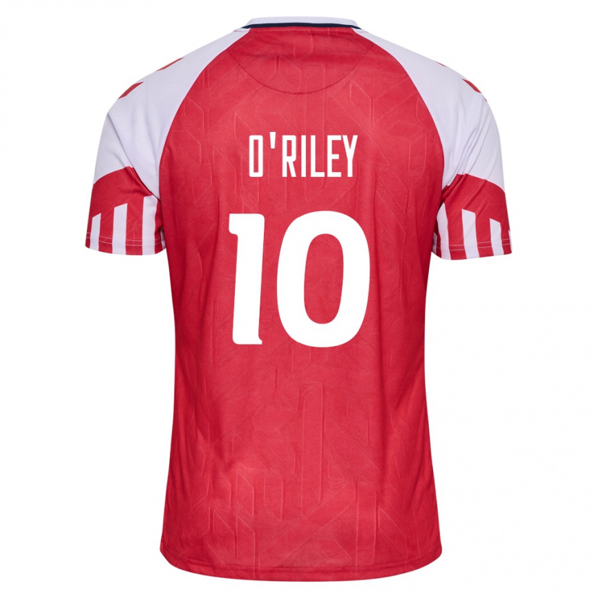 Damen Fußball Dänische Matt O Riley #10 Rot Heimtrikot Trikot 24-26 T-Shirt Luxemburg