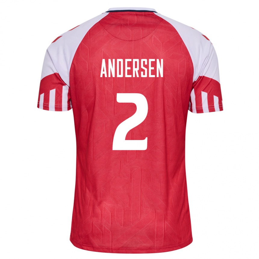 Damen Fußball Dänische Joachim Andersen #2 Rot Heimtrikot Trikot 24-26 T-Shirt Luxemburg
