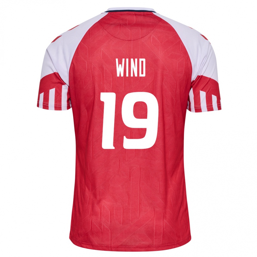 Damen Fußball Dänische Jonas Wind #19 Rot Heimtrikot Trikot 24-26 T-Shirt Luxemburg