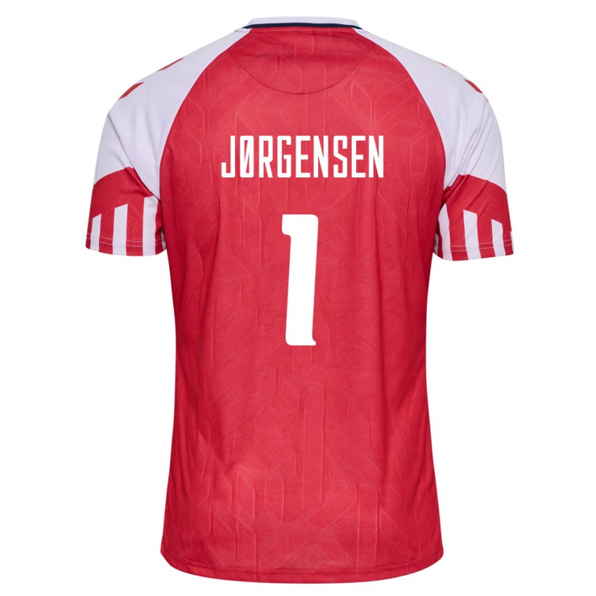 Damen Fußball Dänische Filip Jørgensen #1 Rot Heimtrikot Trikot 24-26 T-Shirt Luxemburg