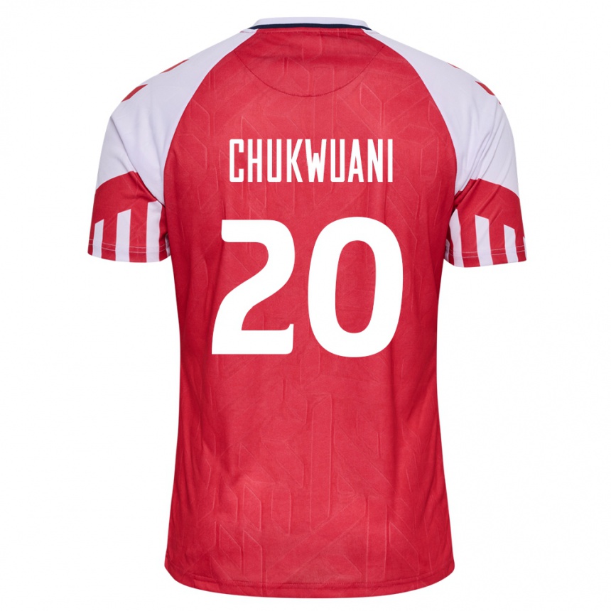 Damen Fußball Dänische Tochi Chukwuani #20 Rot Heimtrikot Trikot 24-26 T-Shirt Luxemburg