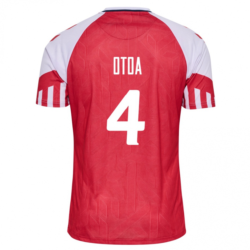 Damen Fußball Dänische Sebastian Otoa #4 Rot Heimtrikot Trikot 24-26 T-Shirt Luxemburg