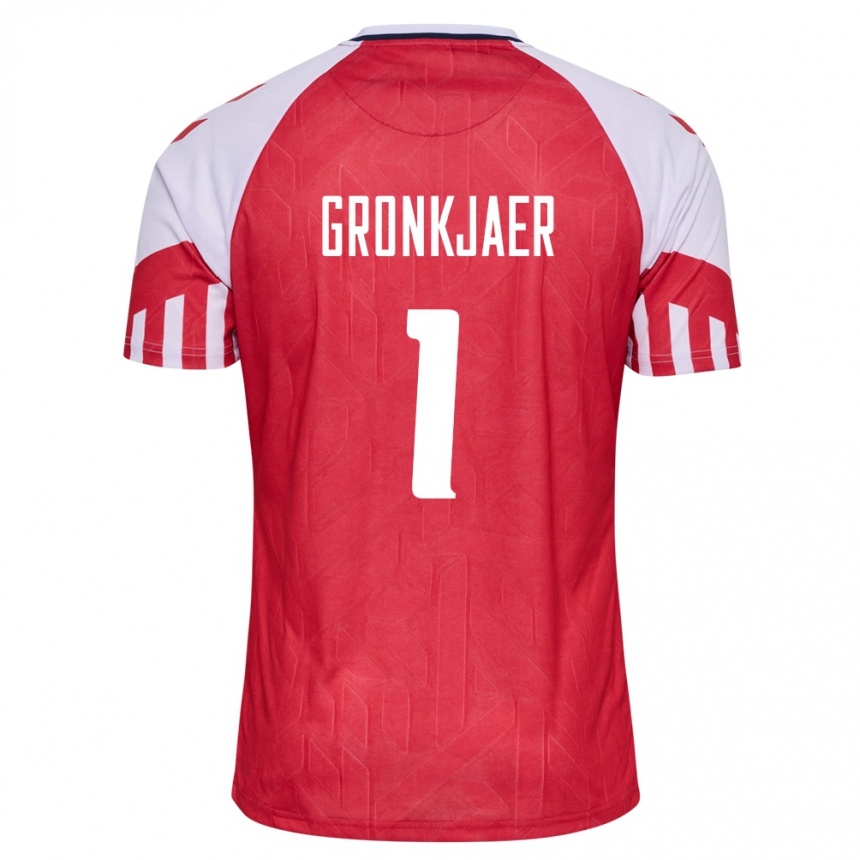 Damen Fußball Dänische Bertil Grönkjaer #1 Rot Heimtrikot Trikot 24-26 T-Shirt Luxemburg