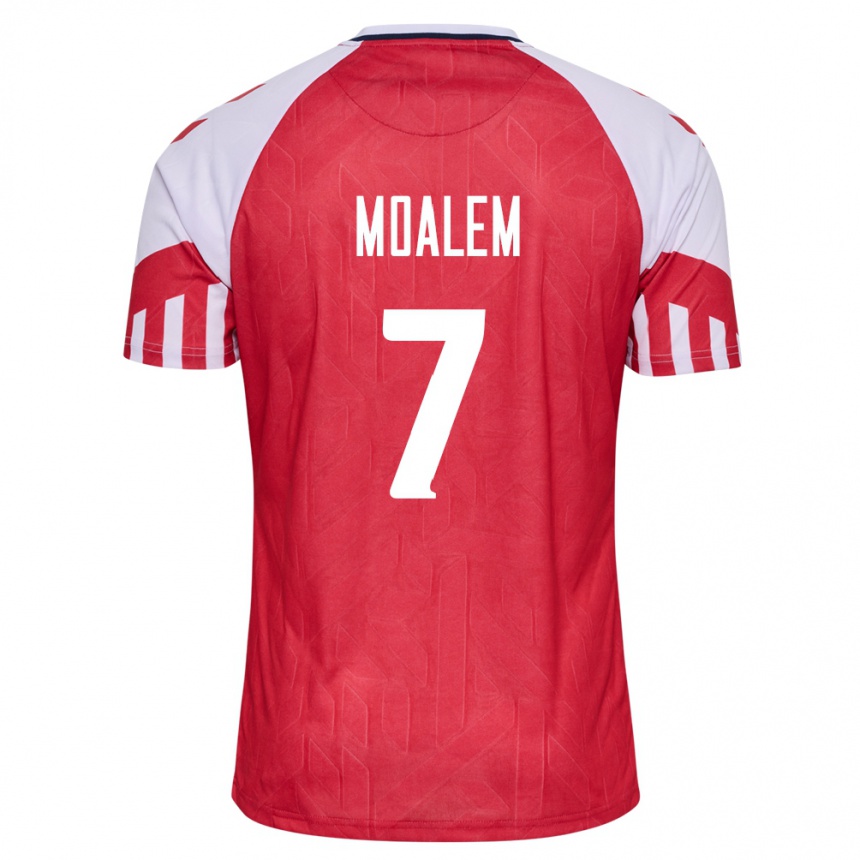Damen Fußball Dänische Jonathan Moalem #7 Rot Heimtrikot Trikot 24-26 T-Shirt Luxemburg