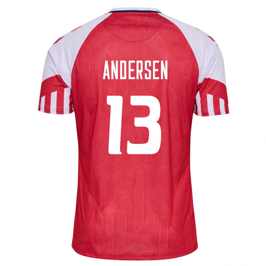Damen Fußball Dänische Frej Andersen #13 Rot Heimtrikot Trikot 24-26 T-Shirt Luxemburg