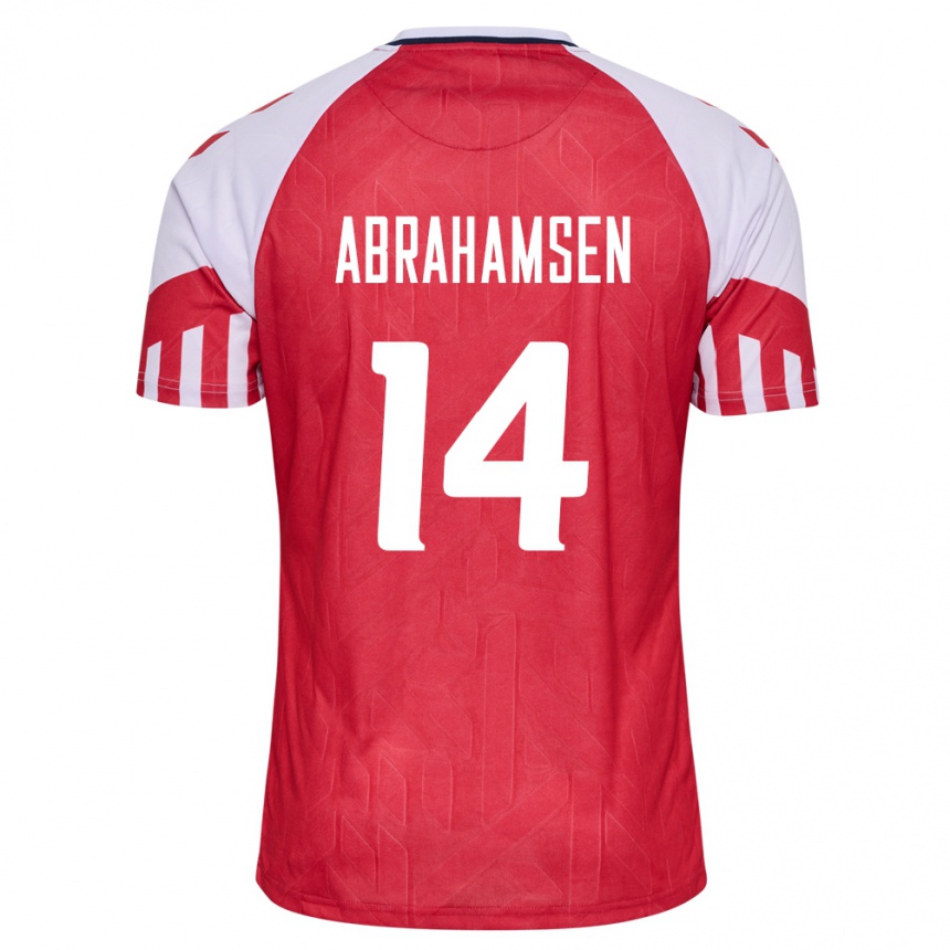 Damen Fußball Dänische Mads Abrahamsen #14 Rot Heimtrikot Trikot 24-26 T-Shirt Luxemburg