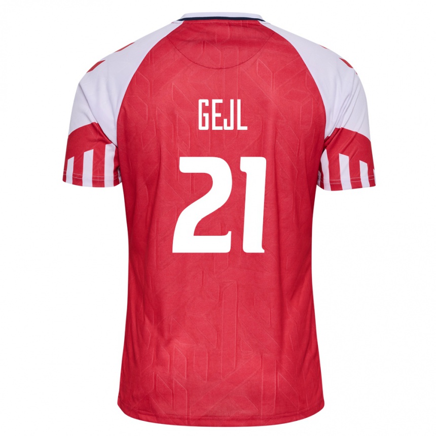 Damen Fußball Dänische Mille Gejl #21 Rot Heimtrikot Trikot 24-26 T-Shirt Luxemburg
