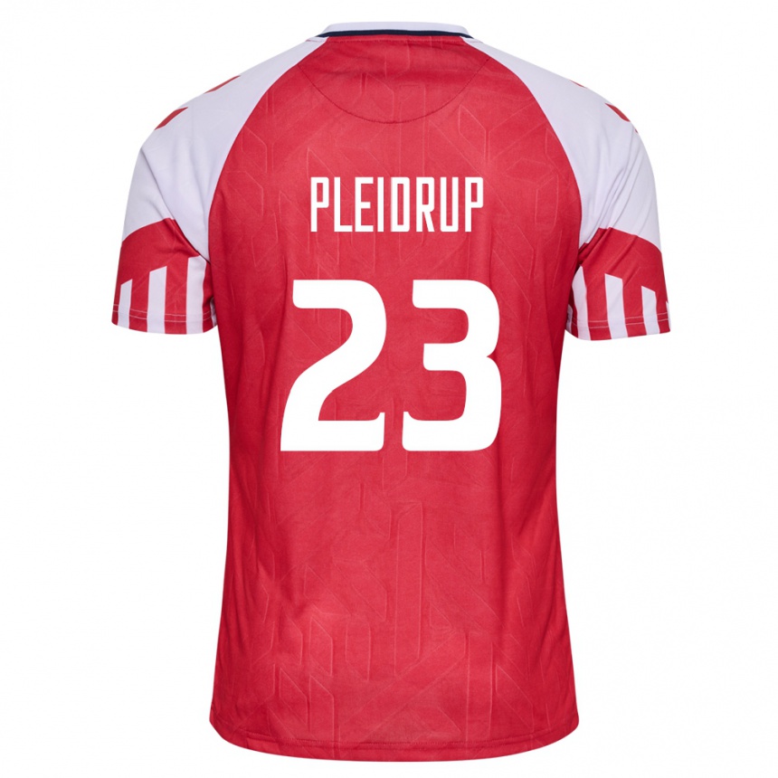 Damen Fußball Dänische Caroline Pleidrup #23 Rot Heimtrikot Trikot 24-26 T-Shirt Luxemburg