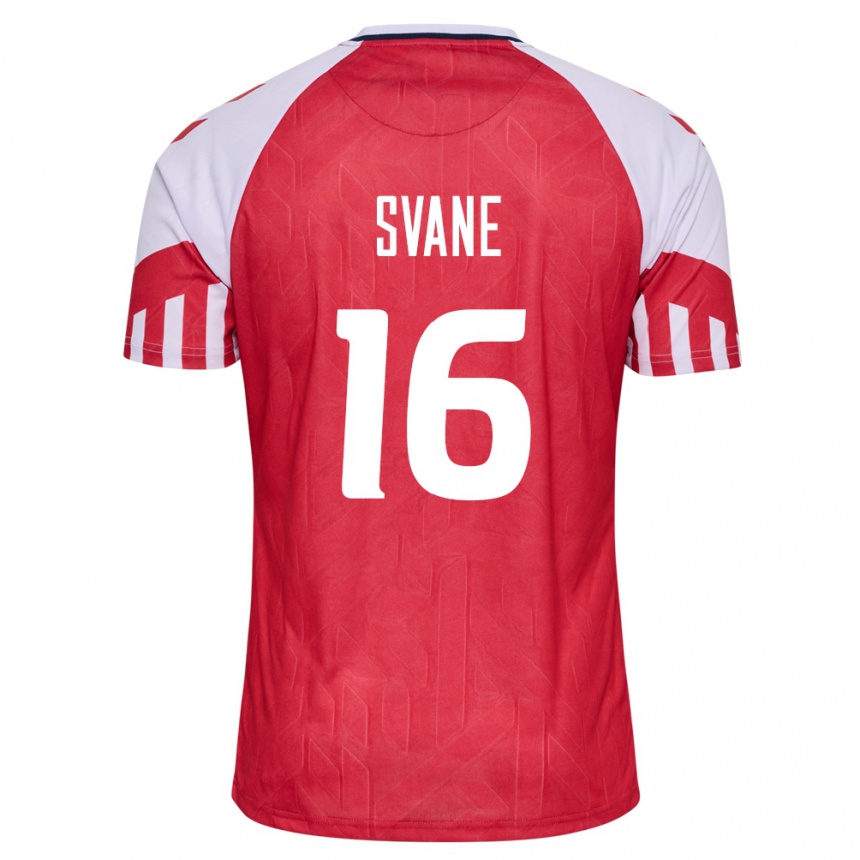 Damen Fußball Dänische Katrine Svane #16 Rot Heimtrikot Trikot 24-26 T-Shirt Luxemburg