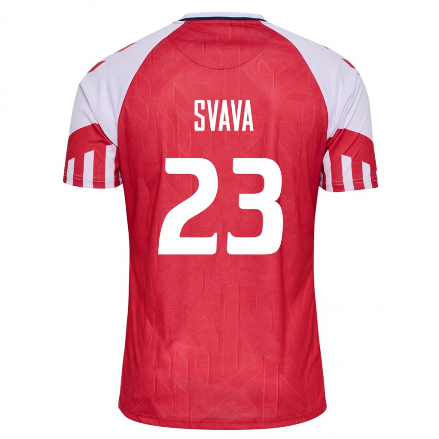 Damen Fußball Dänische Sofie Svava #23 Rot Heimtrikot Trikot 24-26 T-Shirt Luxemburg