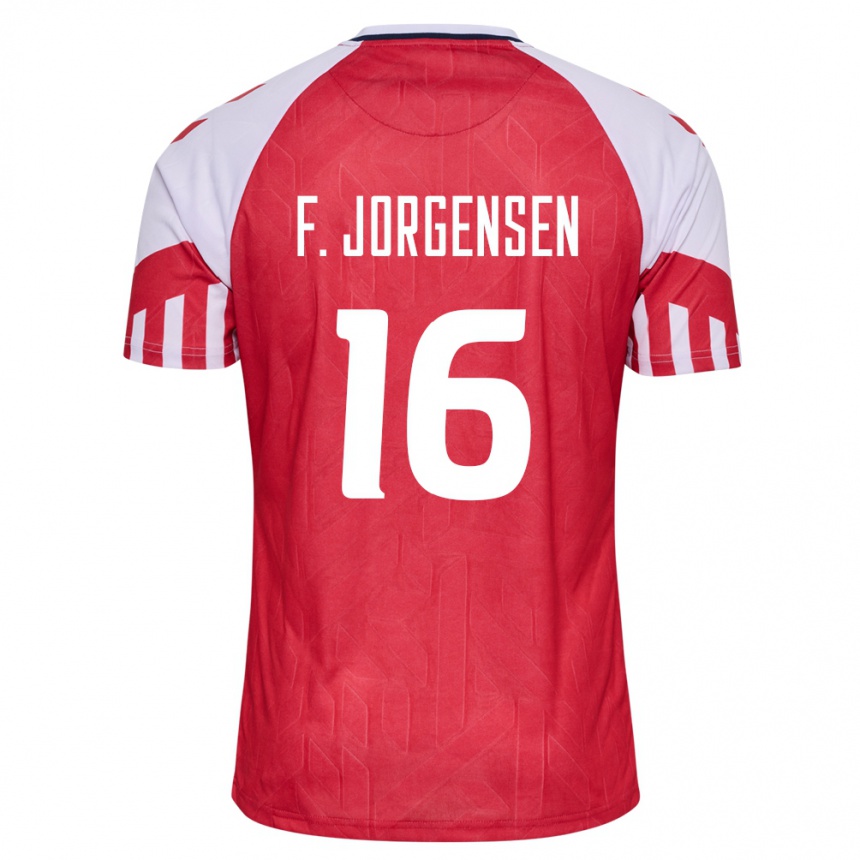 Damen Fußball Dänische Filip Jorgensen #16 Rot Heimtrikot Trikot 24-26 T-Shirt Luxemburg