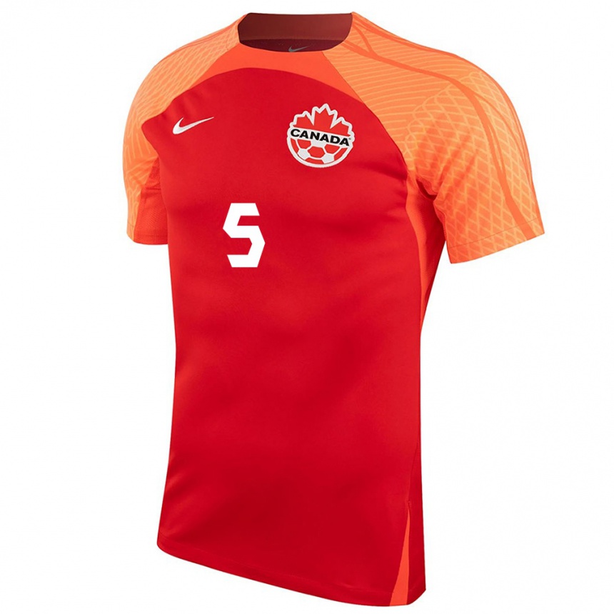 Damen Fußball Kanadische Chimere Omeze #5 Orangefarben Heimtrikot Trikot 24-26 T-Shirt Luxemburg