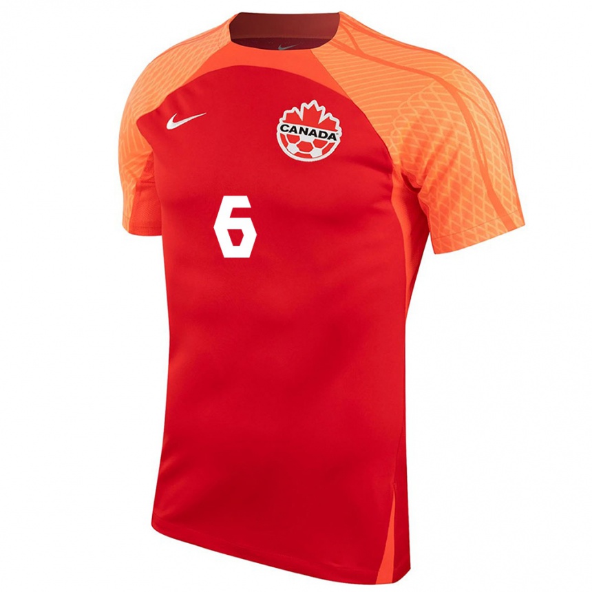 Damen Fußball Kanadische Matteo Campagna #6 Orangefarben Heimtrikot Trikot 24-26 T-Shirt Luxemburg