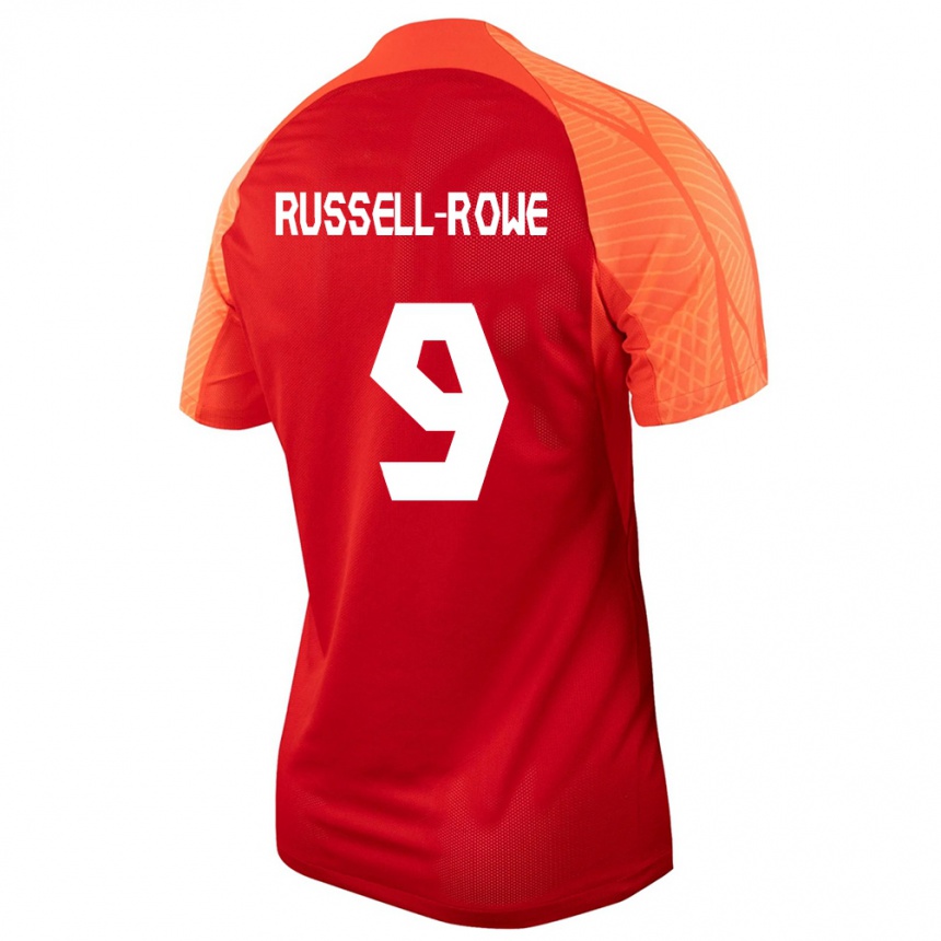 Damen Fußball Kanadische Jacen Russell-Rowe #9 Orangefarben Heimtrikot Trikot 24-26 T-Shirt Luxemburg