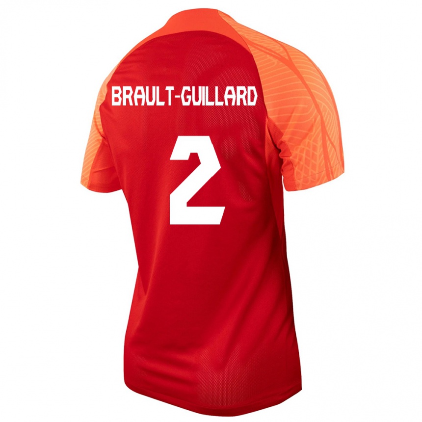 Damen Fußball Kanadische Zachary Brault-Guillard #2 Orangefarben Heimtrikot Trikot 24-26 T-Shirt Luxemburg