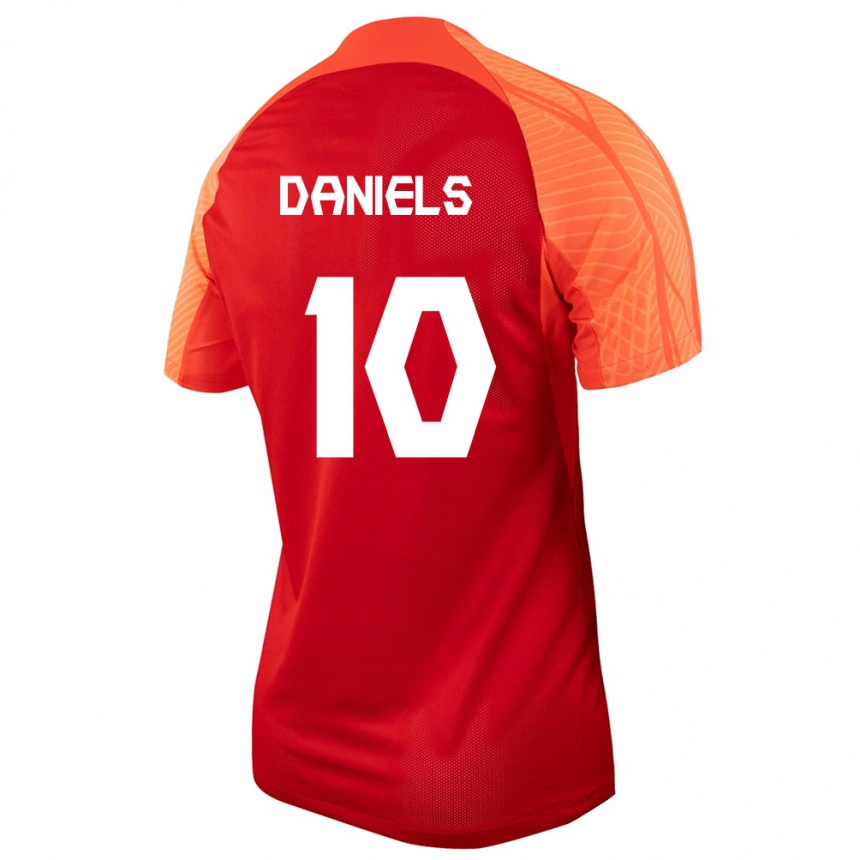 Damen Fußball Kanadische Aidan Daniels #10 Orangefarben Heimtrikot Trikot 24-26 T-Shirt Luxemburg