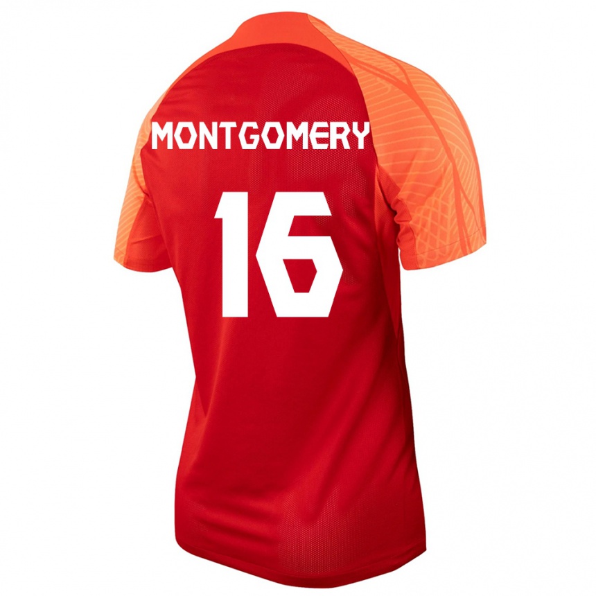 Damen Fußball Kanadische Callum Montgomery #16 Orangefarben Heimtrikot Trikot 24-26 T-Shirt Luxemburg