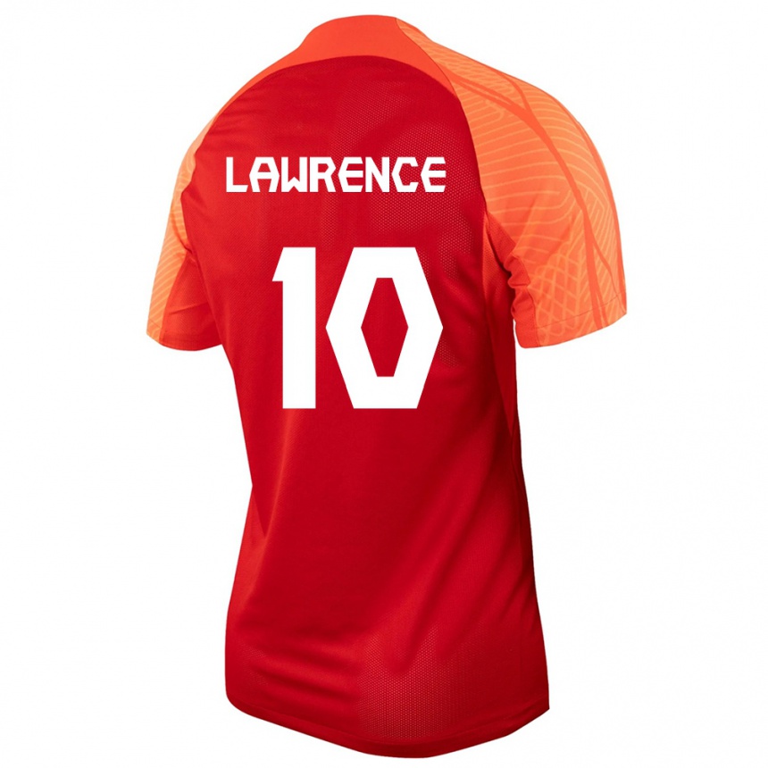 Damen Fußball Kanadische Ashley Lawrence #10 Orangefarben Heimtrikot Trikot 24-26 T-Shirt Luxemburg