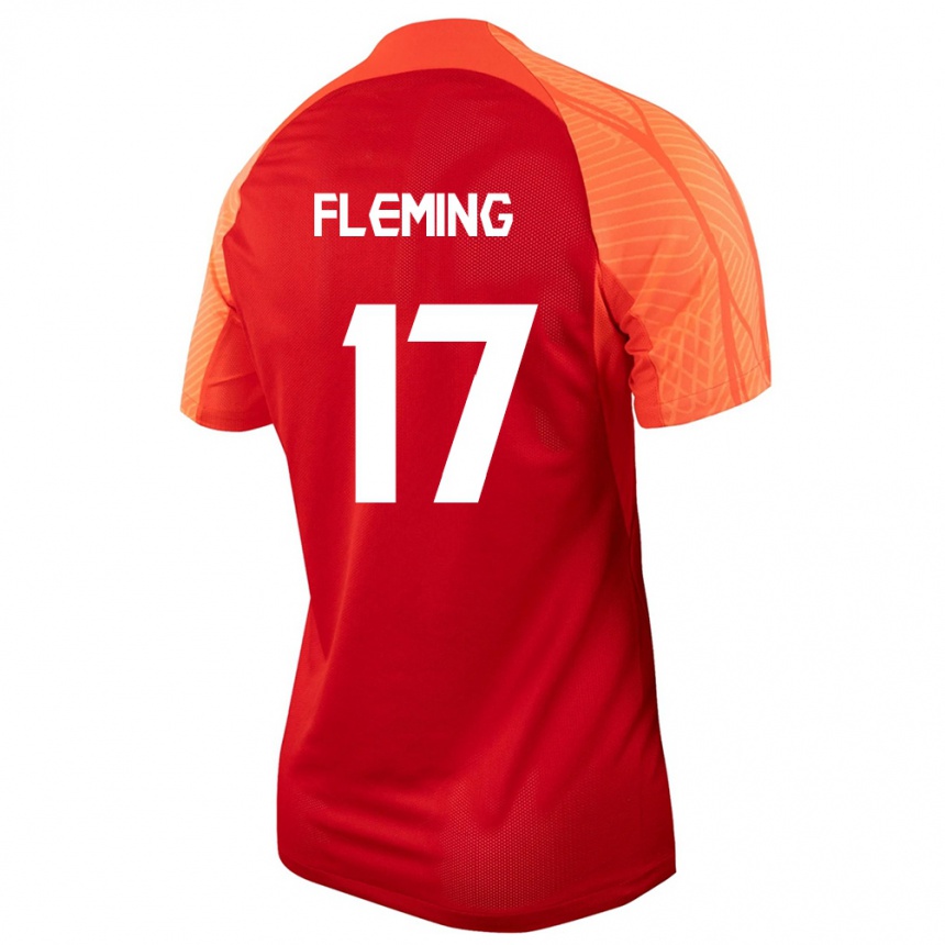 Damen Fußball Kanadische Jessie Fleming #17 Orangefarben Heimtrikot Trikot 24-26 T-Shirt Luxemburg