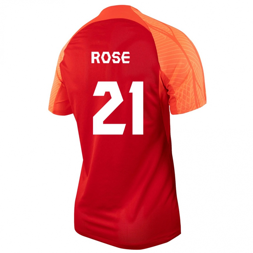 Damen Fußball Kanadische Jade Rose #21 Orangefarben Heimtrikot Trikot 24-26 T-Shirt Luxemburg