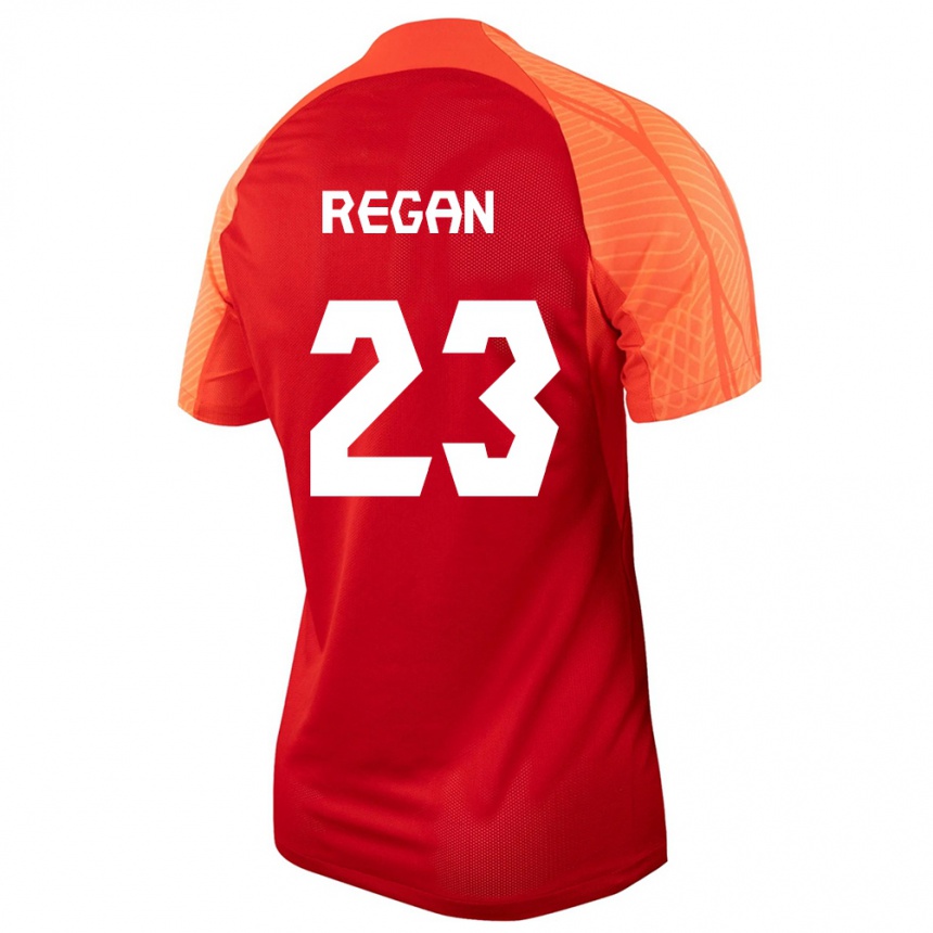 Damen Fußball Kanadische Emma Regan #23 Orangefarben Heimtrikot Trikot 24-26 T-Shirt Luxemburg