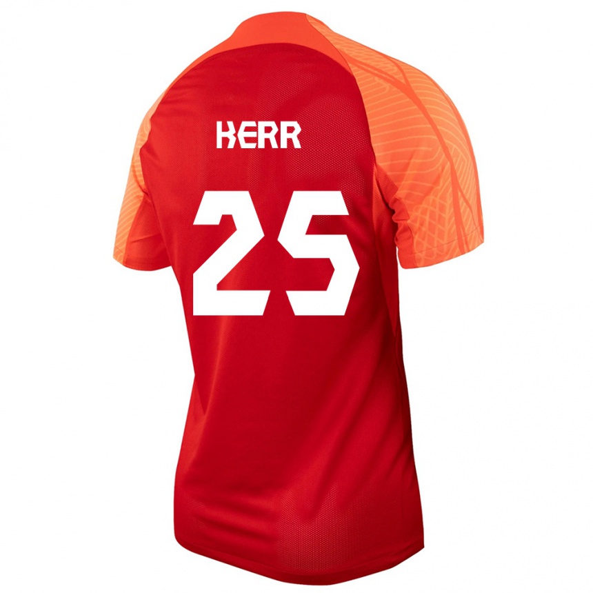 Damen Fußball Kanadische Devon Kerr #25 Orangefarben Heimtrikot Trikot 24-26 T-Shirt Luxemburg
