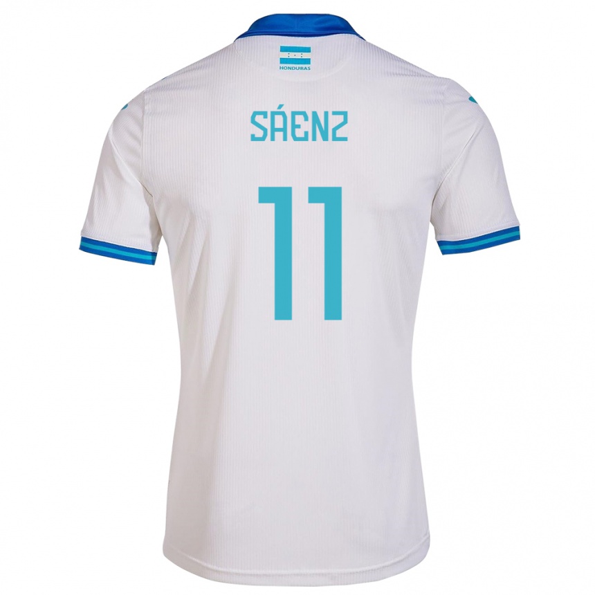 Damen Fußball Honduras Bryan Sáenz #11 Weiß Heimtrikot Trikot 24-26 T-Shirt Luxemburg