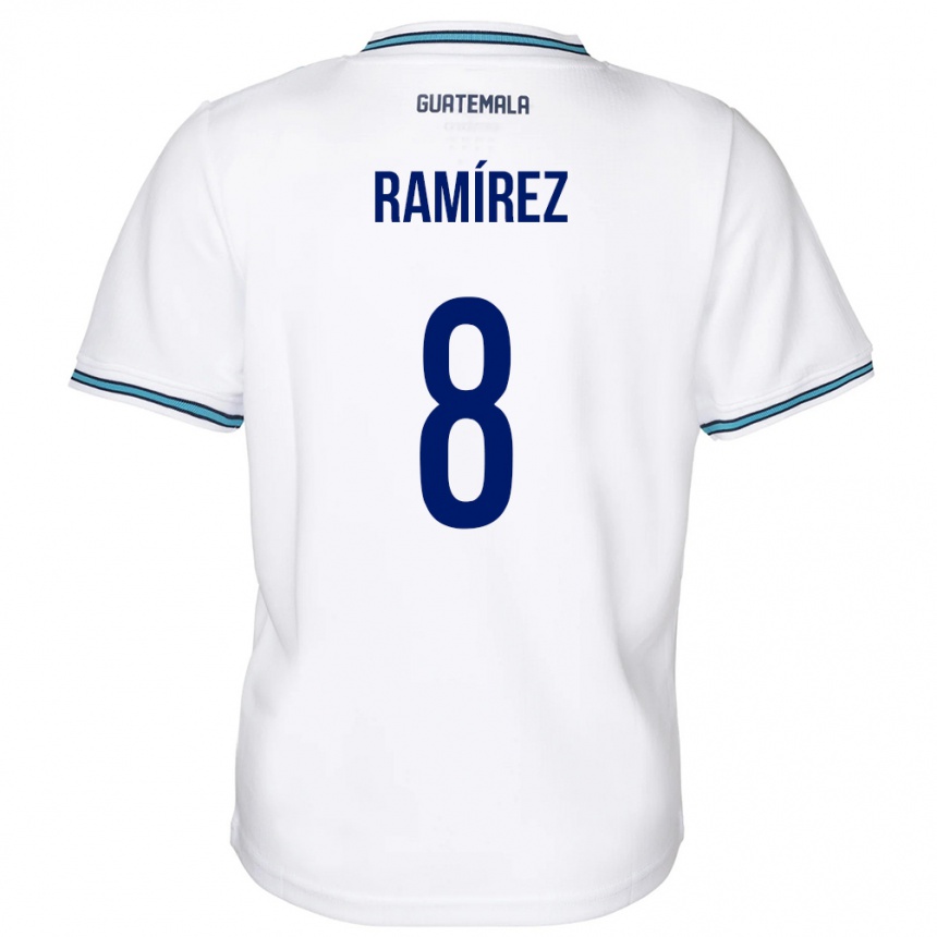 Damen Fußball Guatemala Dennis Ramírez #8 Weiß Heimtrikot Trikot 24-26 T-Shirt Luxemburg