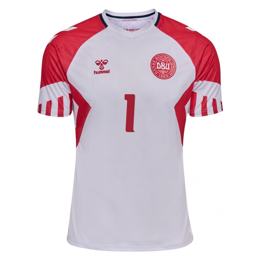 Damen Fußball Dänische William Lykke #1 Weiß Auswärtstrikot Trikot 24-26 T-Shirt Luxemburg