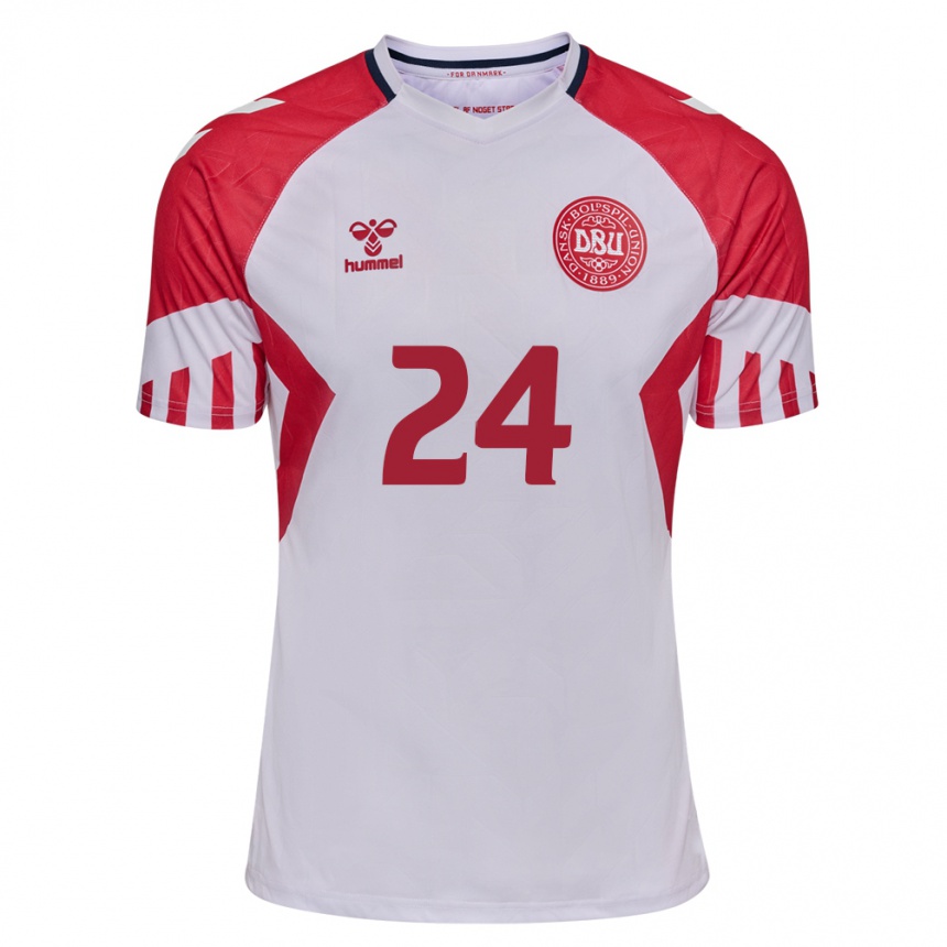 Damen Fußball Dänische Sarah Thygesen #24 Weiß Auswärtstrikot Trikot 24-26 T-Shirt Luxemburg