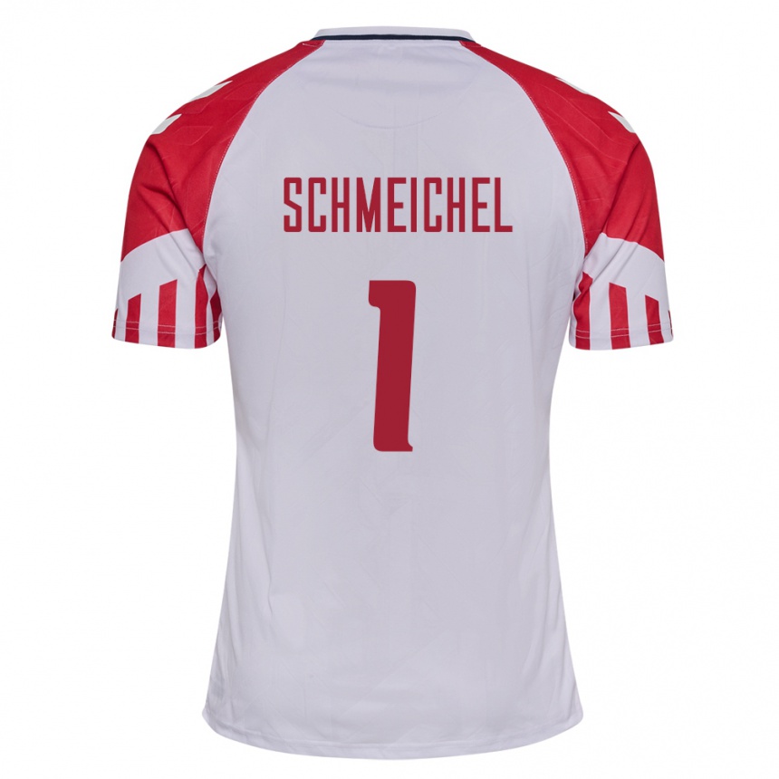 Damen Fußball Dänische Kasper Schmeichel #1 Weiß Auswärtstrikot Trikot 24-26 T-Shirt Luxemburg