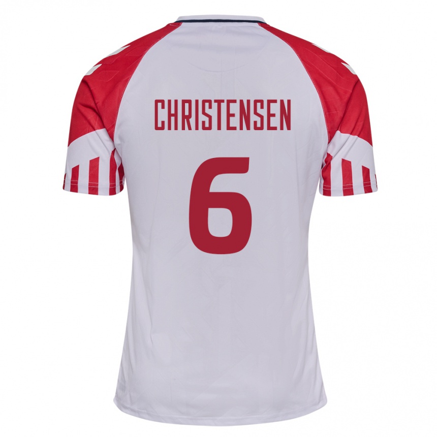 Damen Fußball Dänische Andreas Christensen #6 Weiß Auswärtstrikot Trikot 24-26 T-Shirt Luxemburg