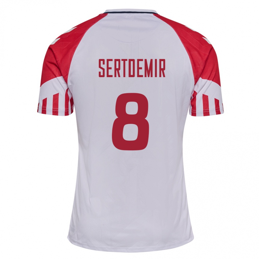 Damen Fußball Dänische Zidan Sertdemir #8 Weiß Auswärtstrikot Trikot 24-26 T-Shirt Luxemburg