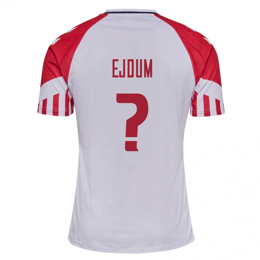 Damen Fußball Dänische Max Ejdum #0 Weiß Auswärtstrikot Trikot 24-26 T-Shirt Luxemburg