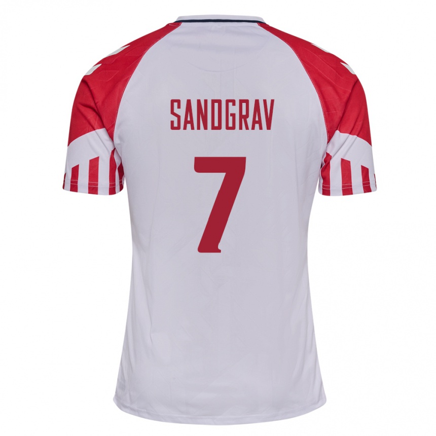 Damen Fußball Dänische Lauge Sandgrav #7 Weiß Auswärtstrikot Trikot 24-26 T-Shirt Luxemburg
