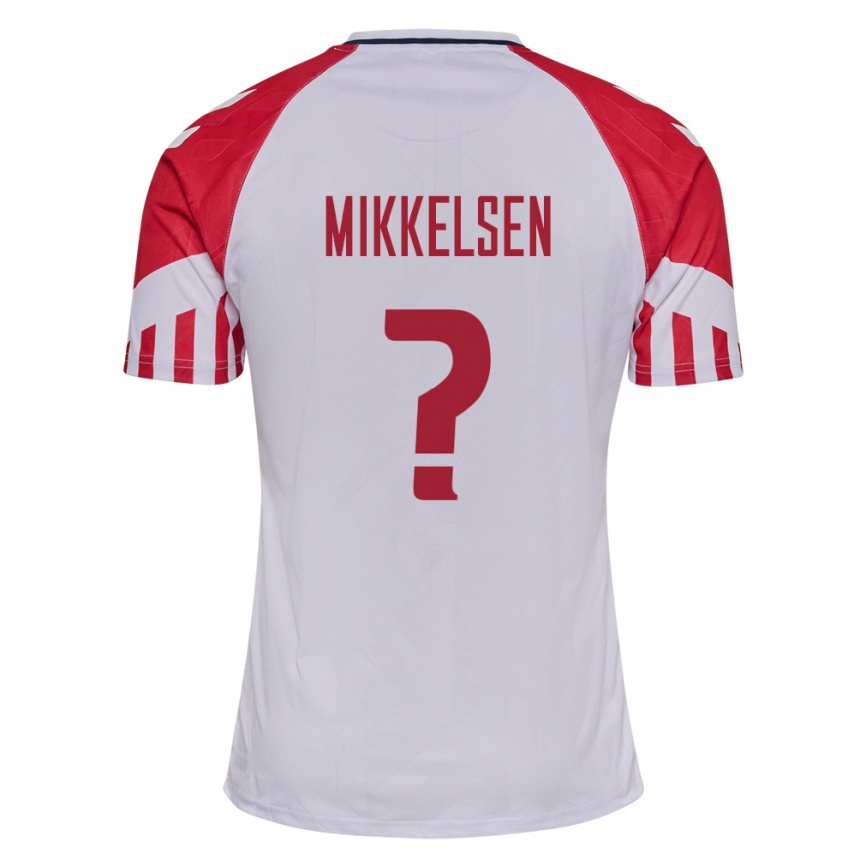 Damen Fußball Dänische Sebastian Mikkelsen #0 Weiß Auswärtstrikot Trikot 24-26 T-Shirt Luxemburg