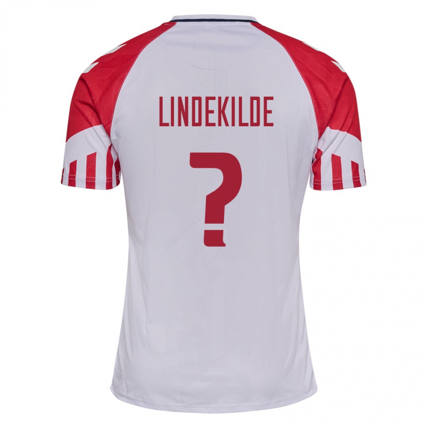 Damen Fußball Dänische Jonatan Lindekilde #0 Weiß Auswärtstrikot Trikot 24-26 T-Shirt Luxemburg