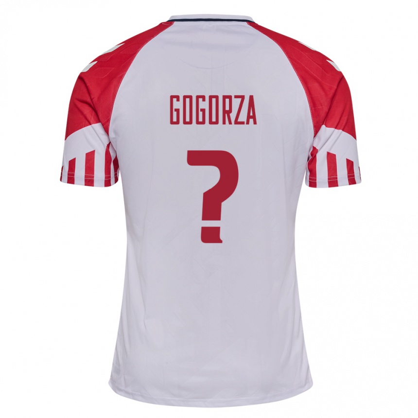 Damen Fußball Dänische Mikel Gogorza #0 Weiß Auswärtstrikot Trikot 24-26 T-Shirt Luxemburg
