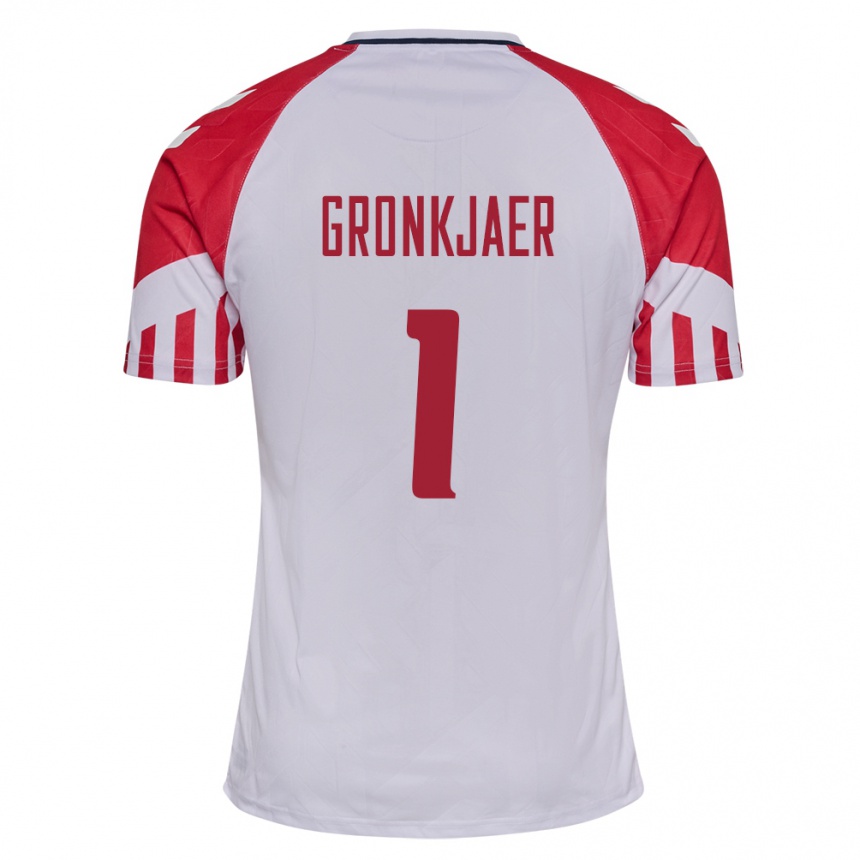Damen Fußball Dänische Bertil Grönkjaer #1 Weiß Auswärtstrikot Trikot 24-26 T-Shirt Luxemburg