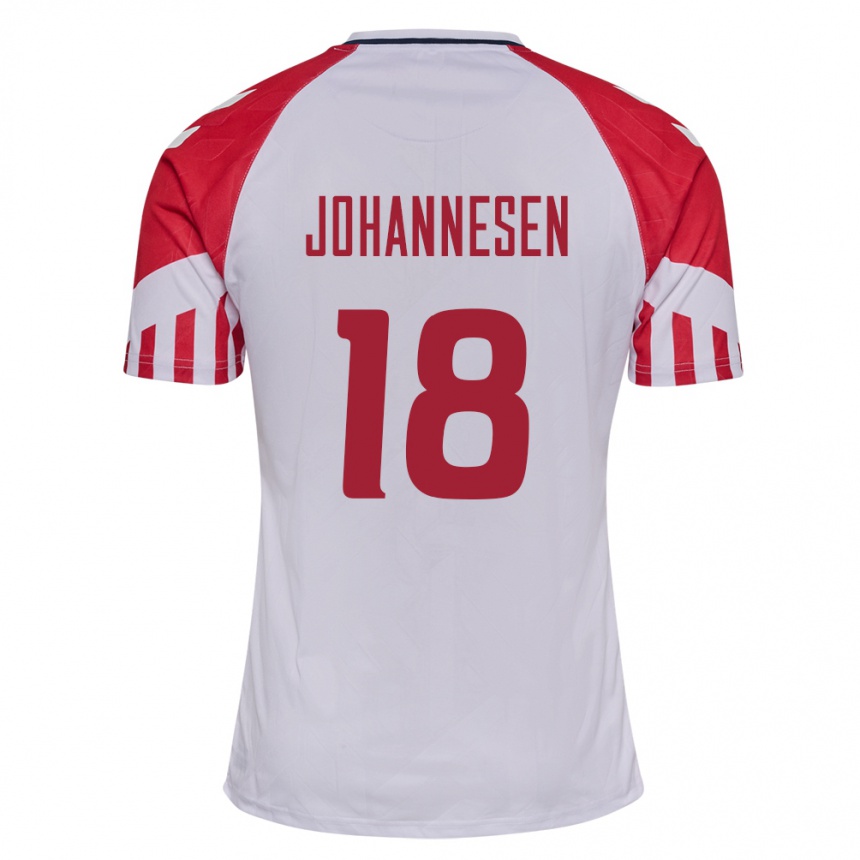 Damen Fußball Dänische Sofus Johannesen #18 Weiß Auswärtstrikot Trikot 24-26 T-Shirt Luxemburg
