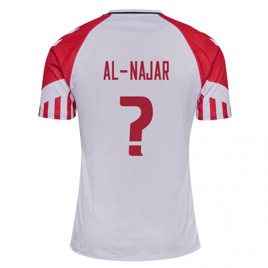 Damen Fußball Dänische Ali Al-Najar #0 Weiß Auswärtstrikot Trikot 24-26 T-Shirt Luxemburg