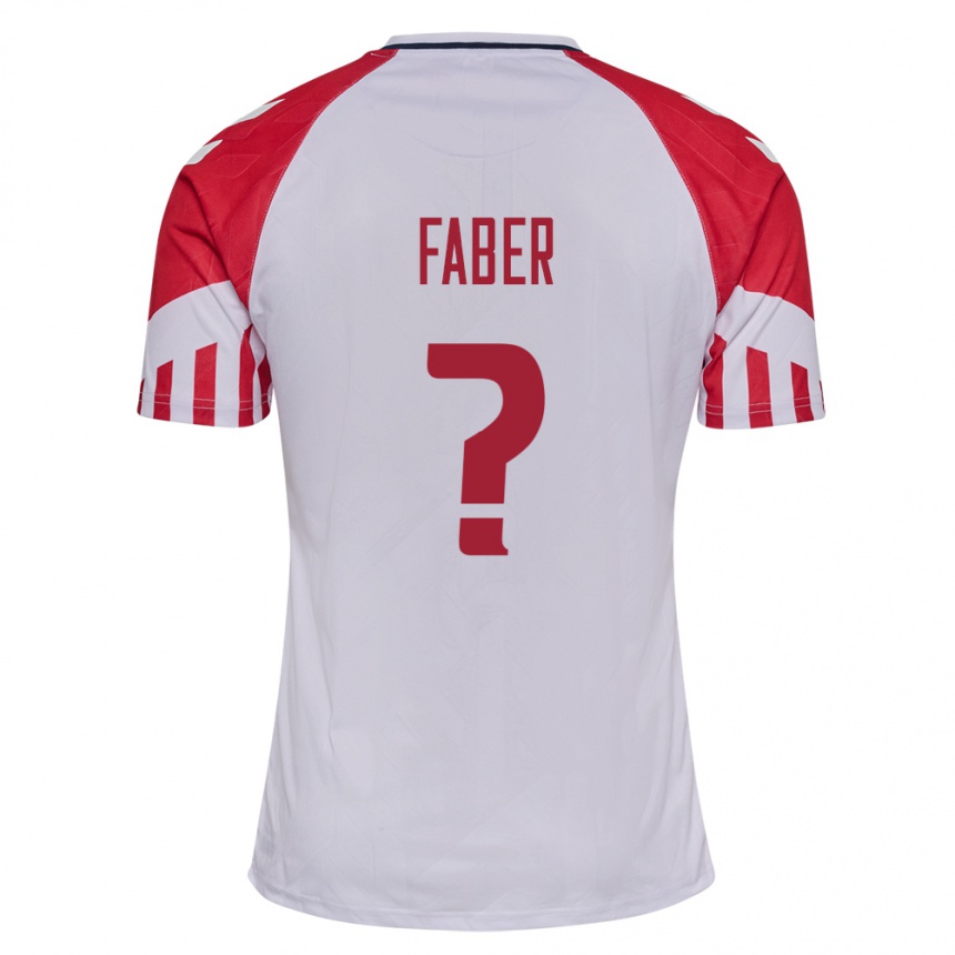 Damen Fußball Dänische William Faber #0 Weiß Auswärtstrikot Trikot 24-26 T-Shirt Luxemburg