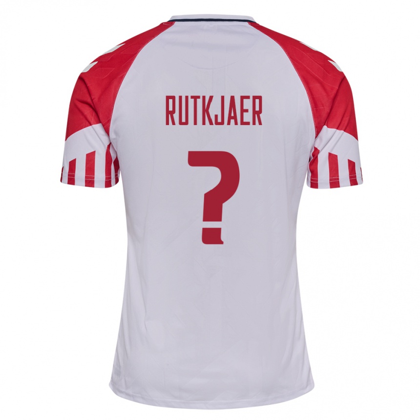 Damen Fußball Dänische Villads Rutkjaer #0 Weiß Auswärtstrikot Trikot 24-26 T-Shirt Luxemburg