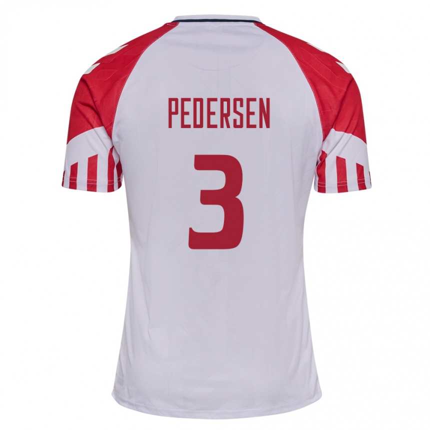 Damen Fußball Dänische Stine Ballisager Pedersen #3 Weiß Auswärtstrikot Trikot 24-26 T-Shirt Luxemburg