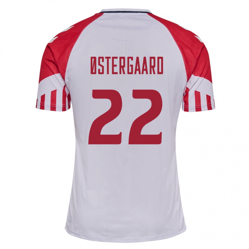 Damen Fußball Dänische Maja Bay Ostergaard #22 Weiß Auswärtstrikot Trikot 24-26 T-Shirt Luxemburg